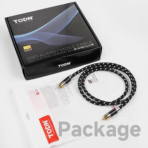 TODN 75-Ohm Coaxial Digital Audio Cable Audiophile 24K Gold-Plated RCA Male - Image 9