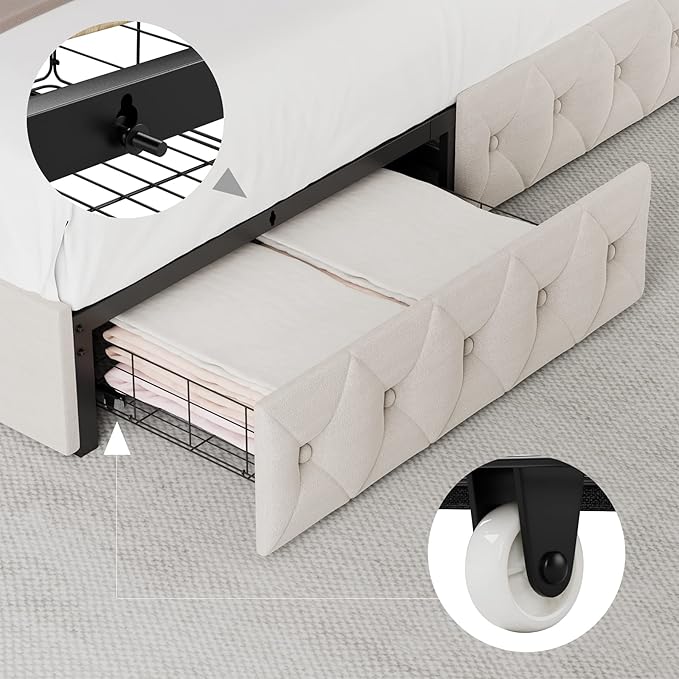 Keyluv Queen Upholstered LED Bed Frame - Image 5