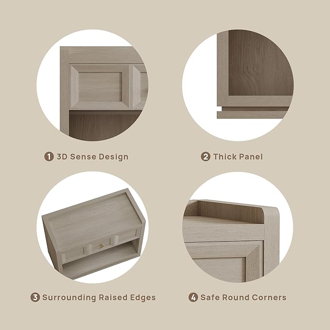 SICOTAS 31" Wide Nightstands Set of 2, Large Night Stands - Image 5