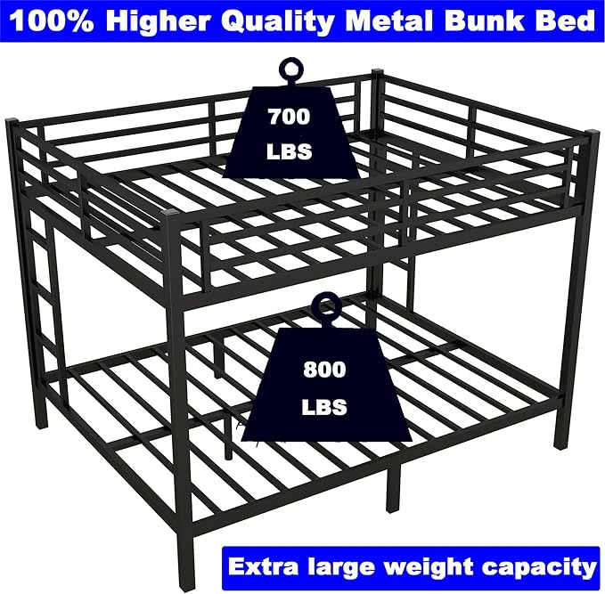 Upgraded Version Thicken Metal Heavy Duty Queen Over Queen Bunk Bed, Best - Image 6