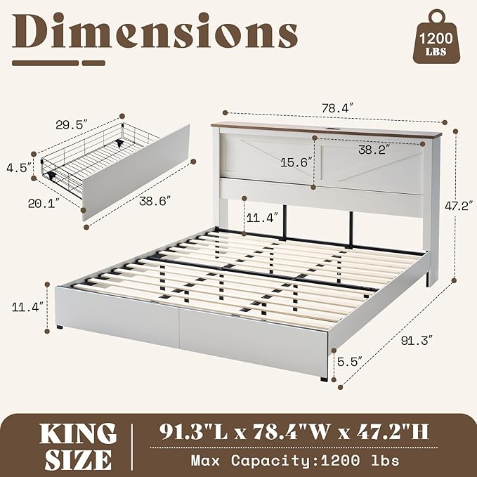 AMERLIFE King 47.2" H Bed Frame - Image 2