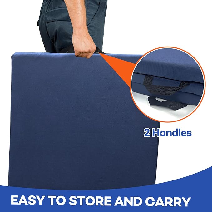 Foldable Fall Protection Mat for Elderly Blue Waterproof Non Slip Floor Mats - Image 5