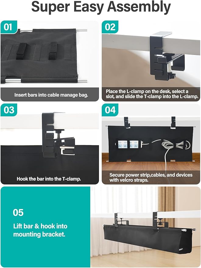 42" Under Desk Cable Management Tray, Orapoke Cable Management Under Desk No - Image 6