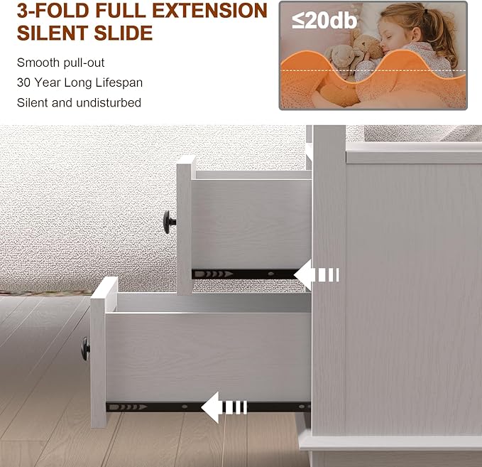 HIFYOBRO Narrow End Table with Flip Top Charging Station and 2 Drawers - Image 3
