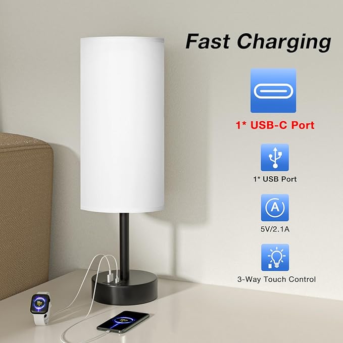 Bedside Touch Table Lamps for Bedroom Nightstand - Image 2