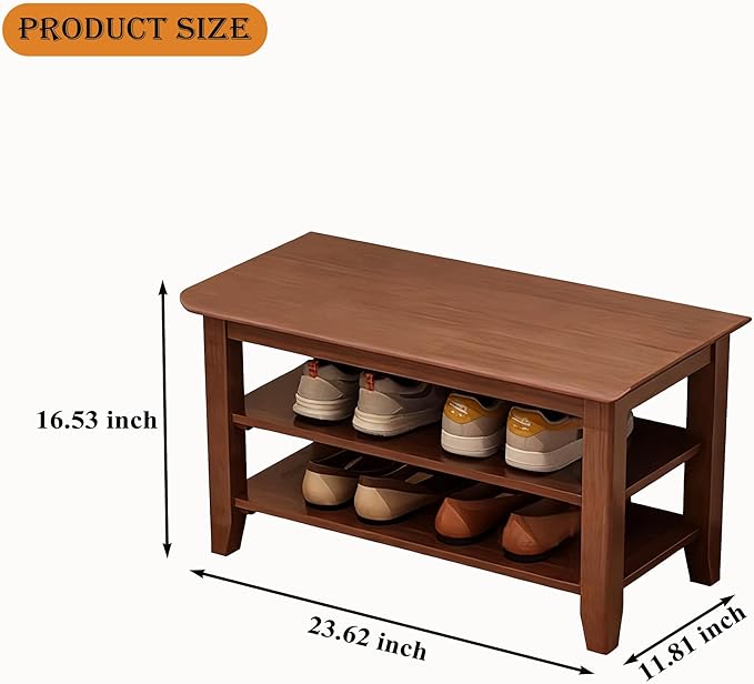 Shoe Rack Bench for Front Door Entrance, Solid Wood Shoe Bench for Closet - Image 3