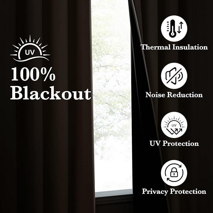 NICETOWN 100% Blackout Tan Curtains - Image 3