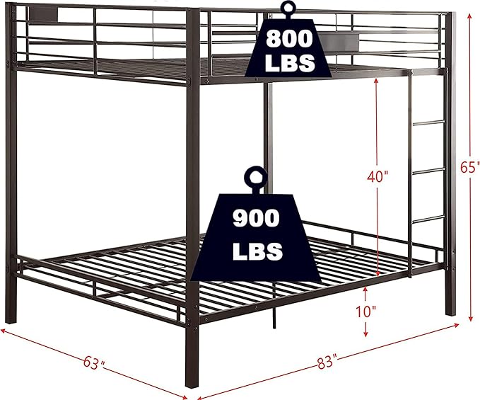 Upgraded Version Thicken Metal Heavy-Duty Queen Over Queen Bunk Bed, Best - Image 2