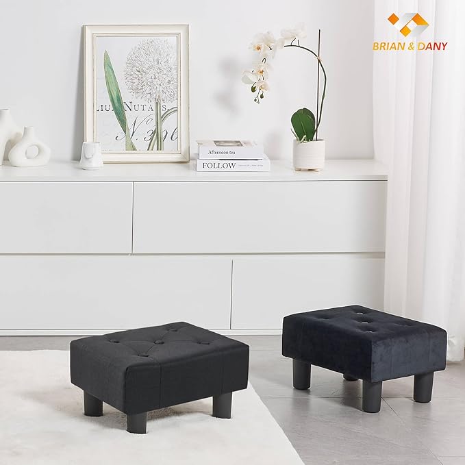 BRIAN & DANY Small Foot Stool, Linen Foot Stools - Image 7