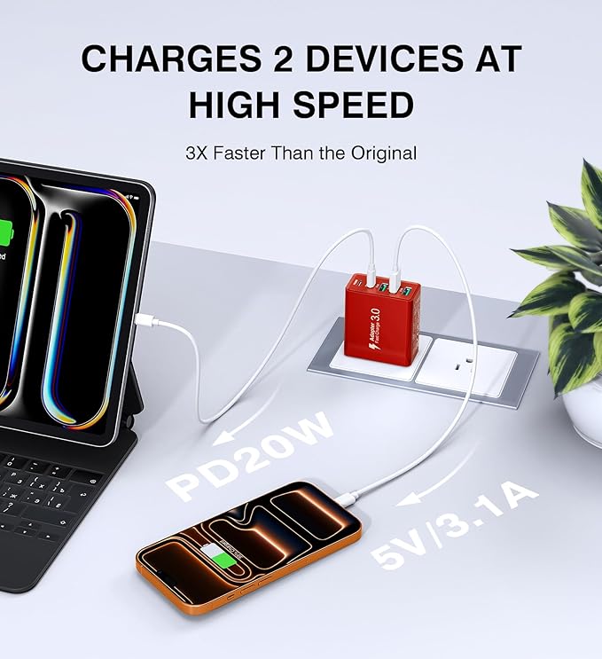 USB C Wall Charger Block, QC 3.0 USB A Multiport Plug, Type C Power Adapter - Image 3