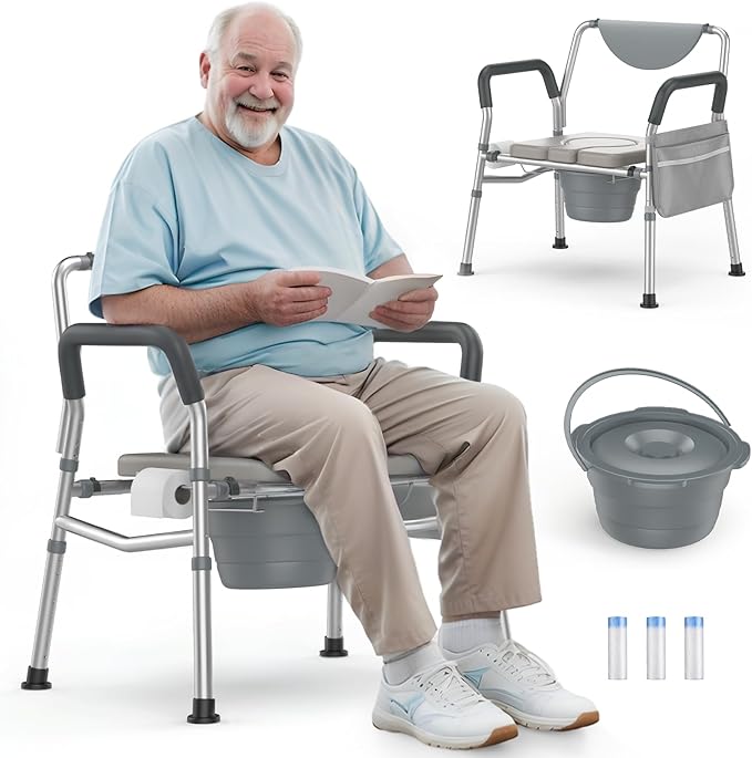 Heavy Duty Bariatric Commode, 4-in-1 Portable Bedside Commode or Over-Toilet by HYBODIES