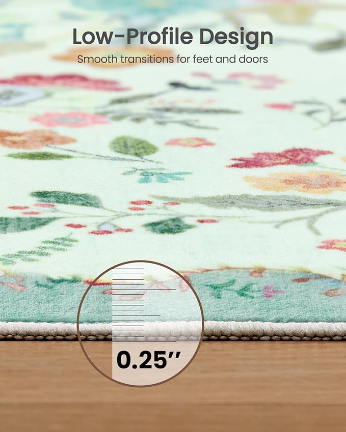Amada 2x6 Washable Runner Rug, Non-Slip & Low-Profile Kitchen Area Rug - Image 5
