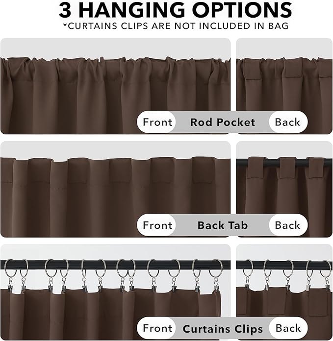 Deconovo Blackout Curtains for Kitchen Window Back Tab and Rod Pocket Curtains - Image 2