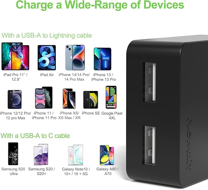 Nekmit Dual Port Ultra Thin Flat USB Wall Charger - Image 6