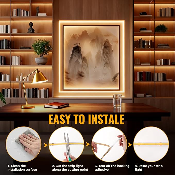 40Ft COB LED Strip Lights, Warm White 3000K Dimmable LED Light Strip - Image 7