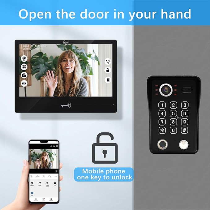 Wired Video Apartment Intercom System, Door Phone Kit, 10 Inch Touch Monitor - Image 4