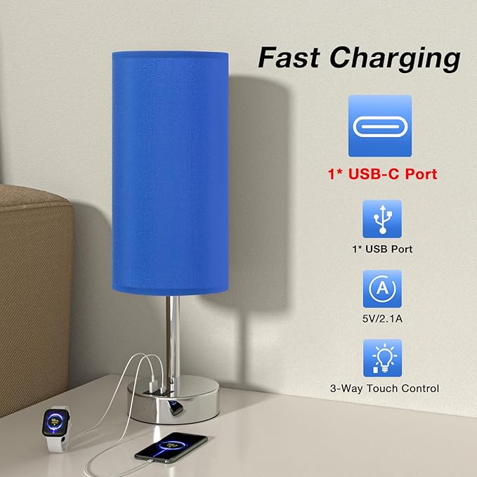 Navy Blue Touch Lamp for Boys - Image 3