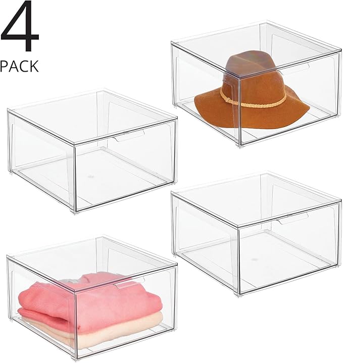 mDesign Plastic Stackable Closet Storage Organizer Bin Containers - Image 3
