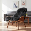 Super Area Rugs Black Sheepskin Rug Genuine Single 2x3ft Pelt Fluffy Fur Seat by SuperAreaRugs