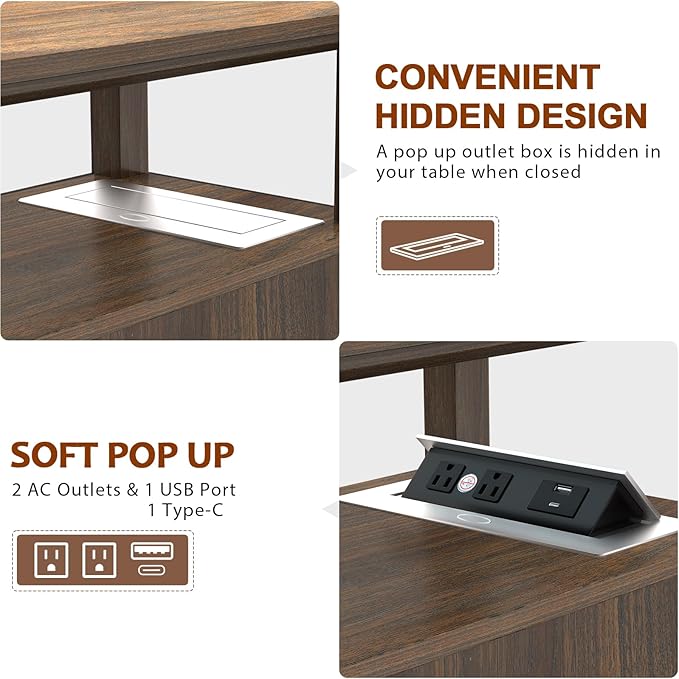 HIFYOBRO Narrow End Table with Flip Top Charging Station Set of 2, Side Table - Image 4