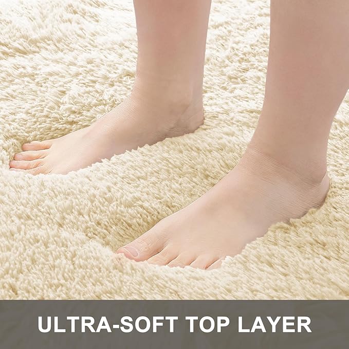 OLANLY 2x3 Machine Washable Small Bedside Rug, Soft Fluffy Shaggy Entryway - Image 5