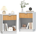 CMFYDAILY Fluted Night Stand Set 2, Large Wood Bedside Table Set of 2 by CMFYDAILY