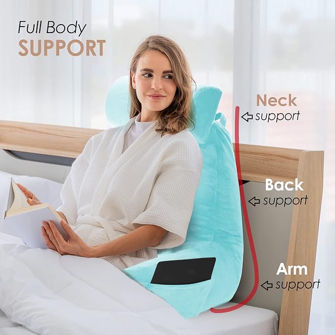 Nestl Reading Pillow with Shredded Memory Foam Includes 2 Neck and Lumber - Image 7