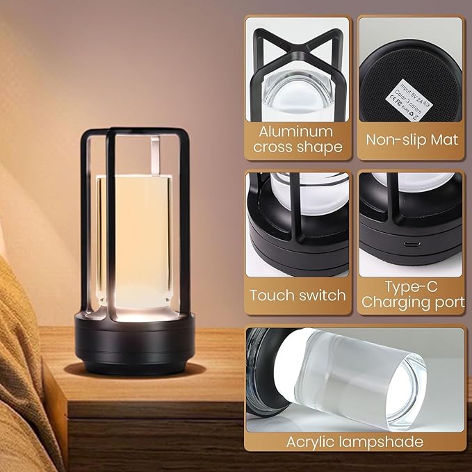 Crystal Lantern Light, Czgor Battery Operated Rechargeable Cordless Crystal - Image 4
