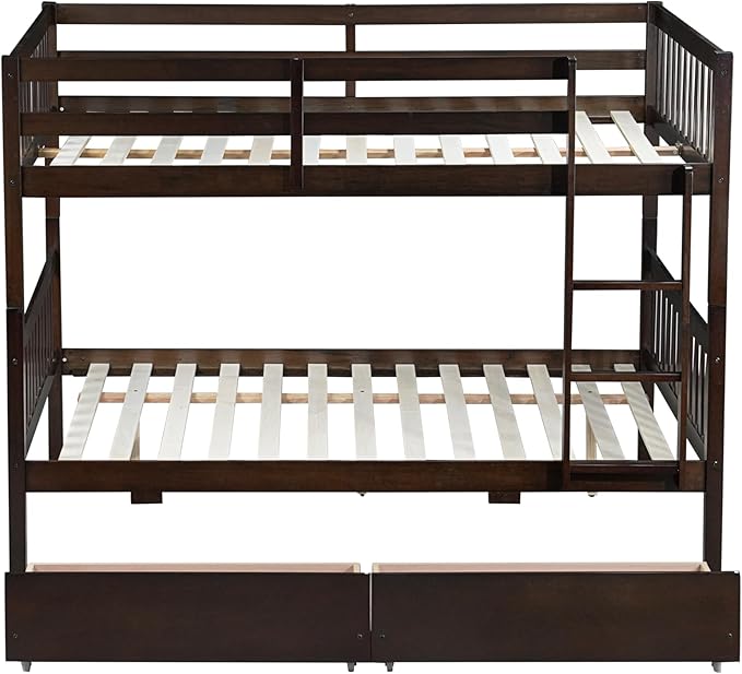 Full Over Full Bunk Bed with Storage Drawers, Convertible Bunk Beds with Ladder - Image 8