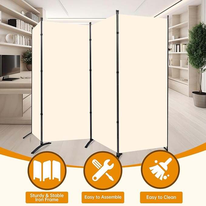 4 Panel Folding Privacy Screens, 6 FT Tall Wall Divider - Image 5