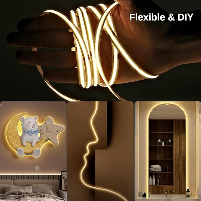 COB LED Strip Light Warm White, 66ft Dimmable 3000K Super Bright White Led - Image 4