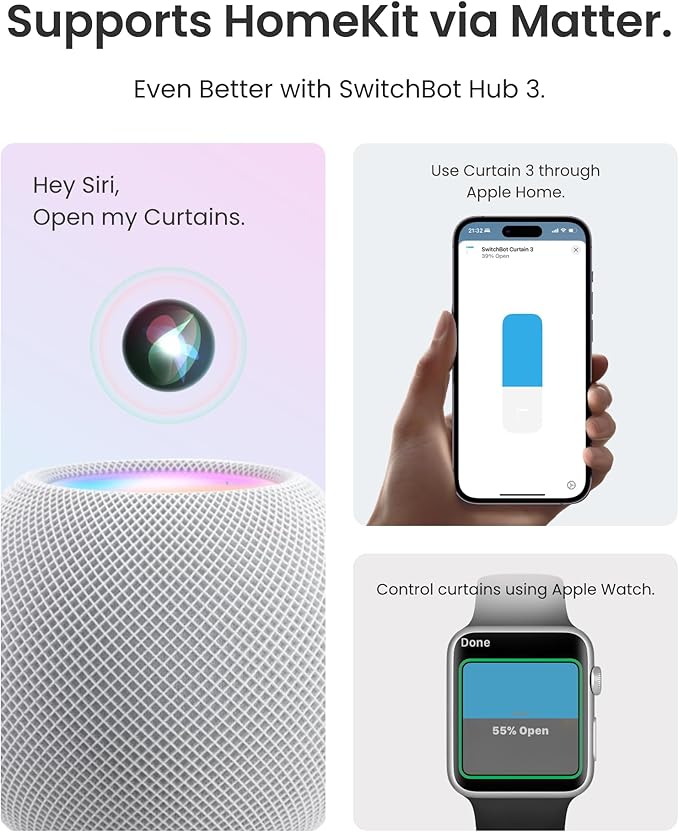 SwitchBot 2025 Automatic Curtain Opener 3 Rod, WiFi & App Control, Add Hub to - Image 7