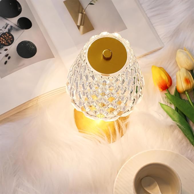 Liliful 2 Pcs Cordless Table Lamp Rechargeable Touch LED Small Gold Portable - Image 5