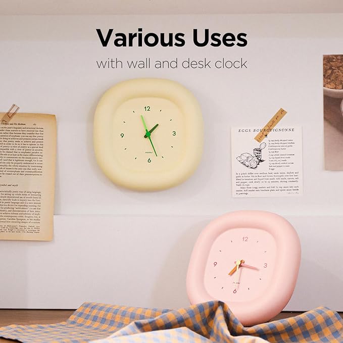 mooas Cute Mini Analog Marshmallow Clock 6.9 Inch Aesthetic Small Silent - Image 4