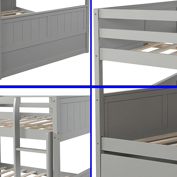 STERXONE Best Thicken Solid Wood Full Over Full Bunk Bed - Image 5