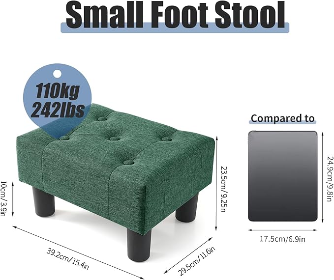 BRIAN & DANY Small Foot Stool, Linen Foot Stools - Image 3