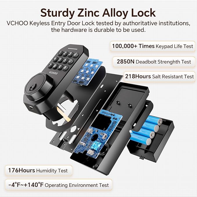 VCHOO Keyless Entry Door Lock Set WiFi Smart App Control Door Lock - Image 3