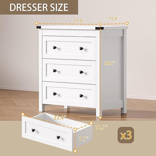 3-Drawer Dresser, Small Wooden Chest of Drawers - Image 2