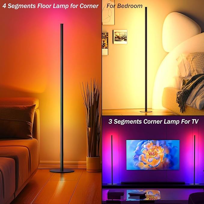 Corner Floor Lamp, RGB IC LED Corner Lamp, 16 Million DIY Color & Warm White - Image 4
