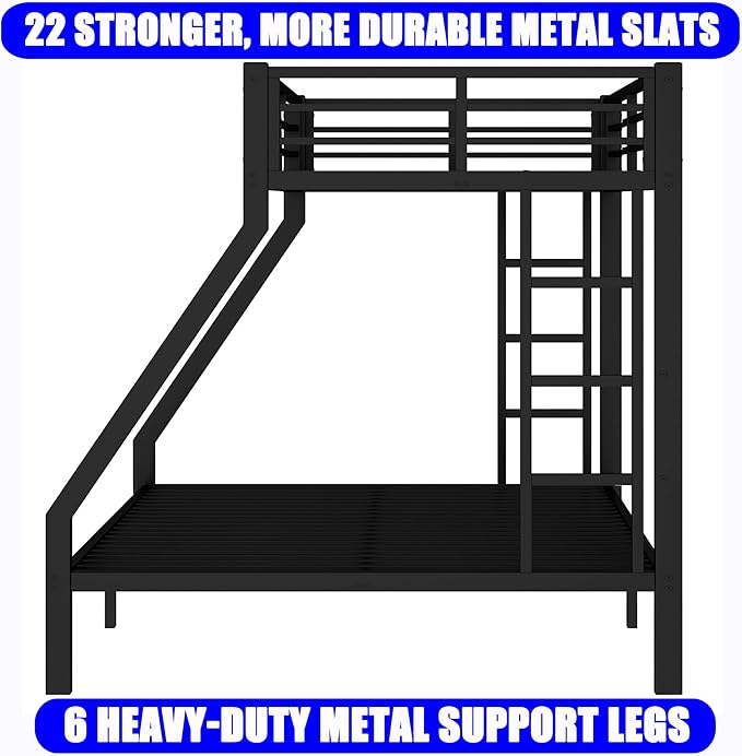 Upgraded Version Thicken Metal Heavy-Duty Twin XL Over Queen Bunk Bed, Modern - Image 4