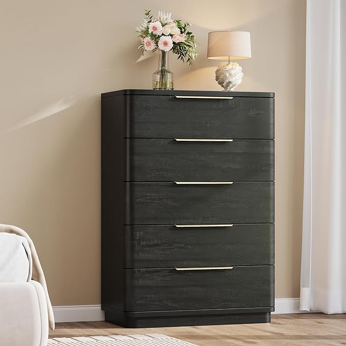 5 Drawer Dresser for Bedroom, Curved Profile Design, Wooden Closet by beronbaer