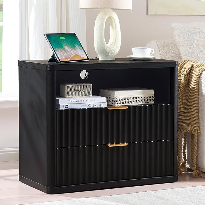 LEYAOYAO 31" Wide Fluted Night Stand Set of 2 - Image 3
