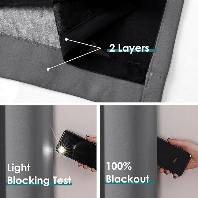 ChrisDowa 100% Blackout Curtains 63 inch Long - Image 4