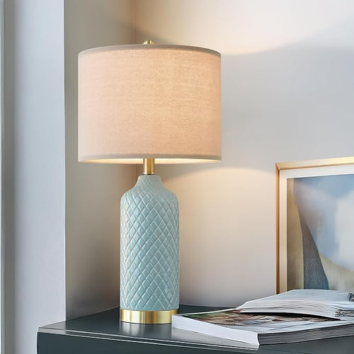 24.25" Modern Ceramic Blue Lamps by G-SAFAVA