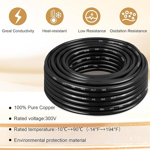 MOOKEERF 14/4 AWG Mini-Split Cable - 30FT 14 AWG 4 Conductor Control Cable 300V - Image 3