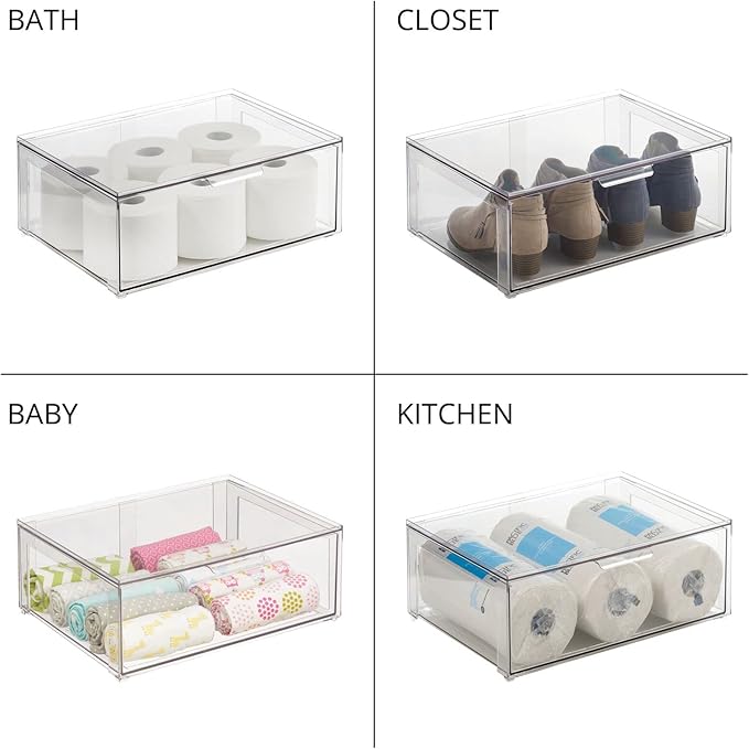 mDesign Plastic Stackable Closet Storage Organizer Bin Containers - Image 8