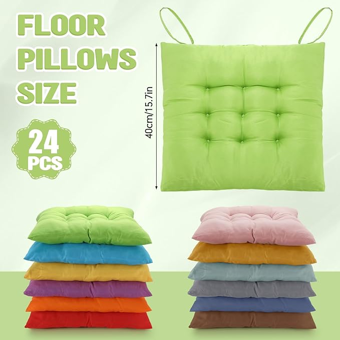 Geetery 24 Pcs Floor Pillows for Classroom Bulk Square Seating Cushions for - Image 2