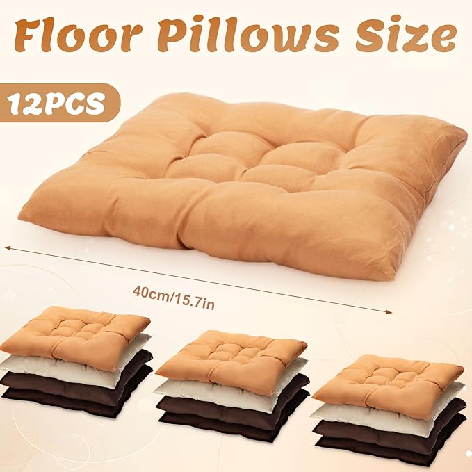 Geetery 12 Pcs Floor Pillows for Classroom Bulk Square Seating Cushions for - Image 2