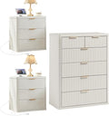 LEYAOYAO 42" Tall Fluted Dresser and 3 Drawers 23" Nightstand Set of 2 by LEYAOYAO-Findtheshiningpointofyourideallife%EF%BC%81