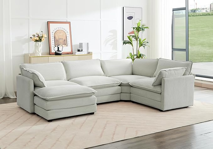 ROWHY 113'' Modular Sectional Cloud Corner Couch, 5 Seater L Shape Sofa Big - Image 9